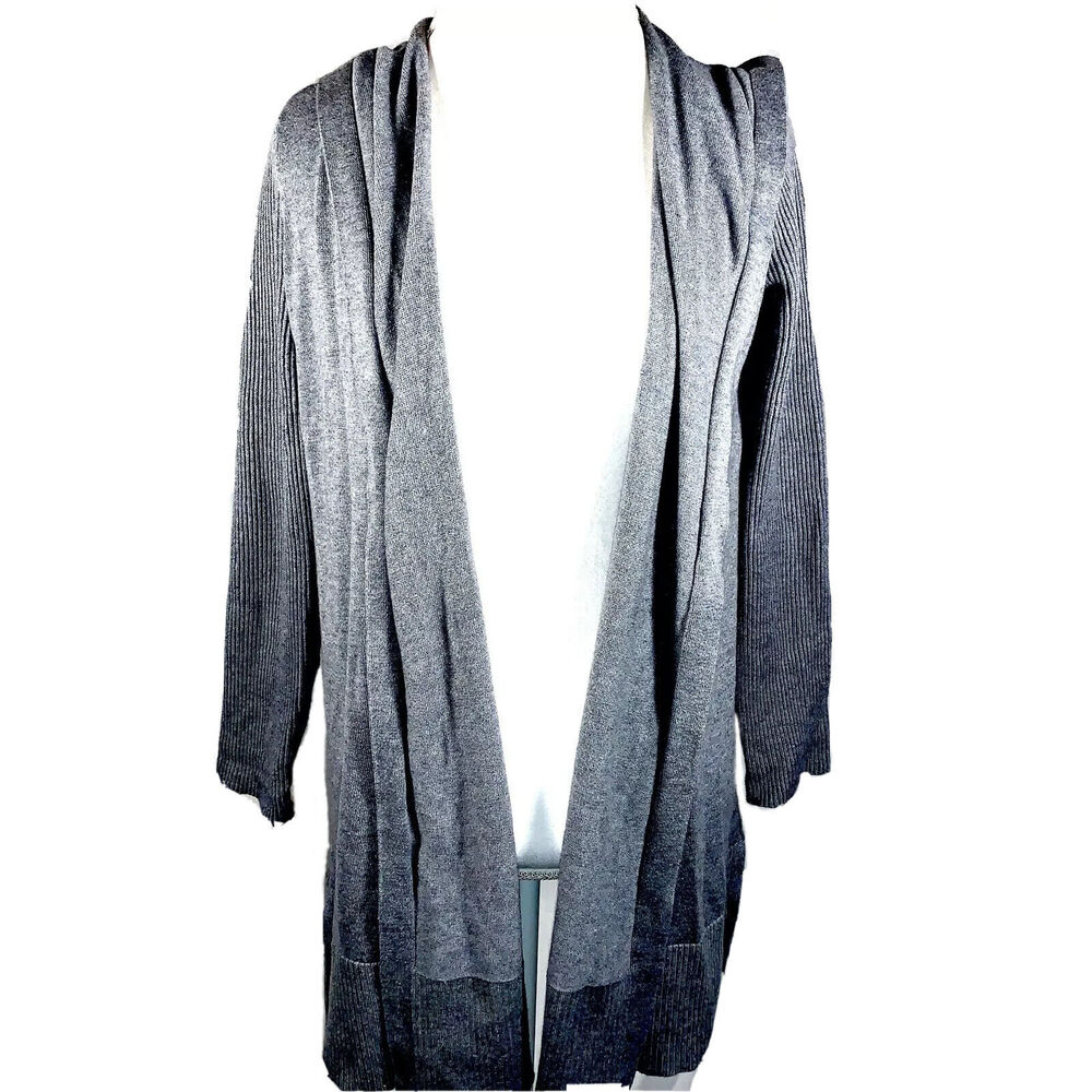 Athleta Women's Hooded Hoodie Gray Long Sleeve Cardigan Cotton Size S